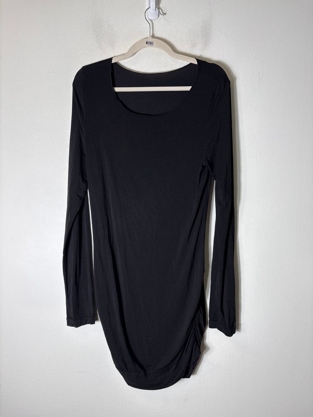 Hard Tail Black Long Sleeve Ruched Midi Dress Sz L